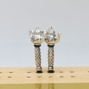 Silver Porcelain Teapot Cribbage Pegs