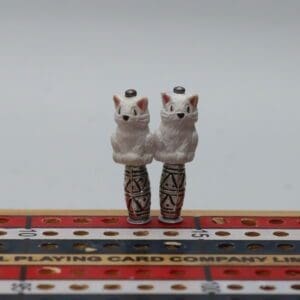 Sitting White Cat Cribbage Pegs
