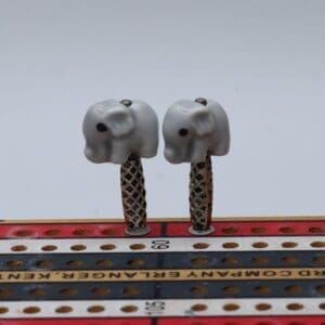 Light Grey Porcelain Glass Elephant Cribbage Pegs.